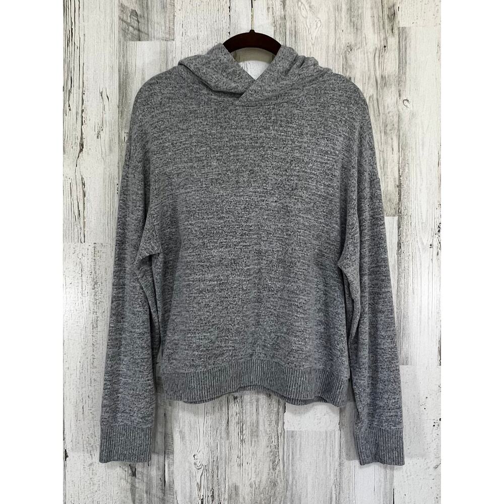 Gap Womens Hoodie Size Small (Oversized) Gray Marled Slub Knit Boxy‎